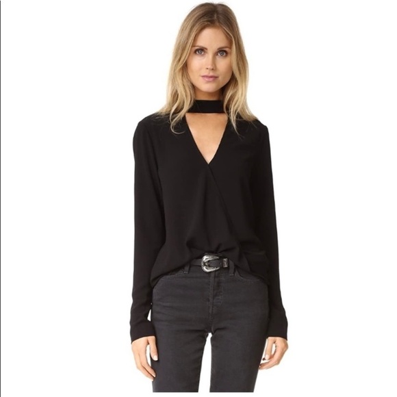 WAYF V neck blouse with choker wrap style long sleeves Size XS - Picture 3 of 17